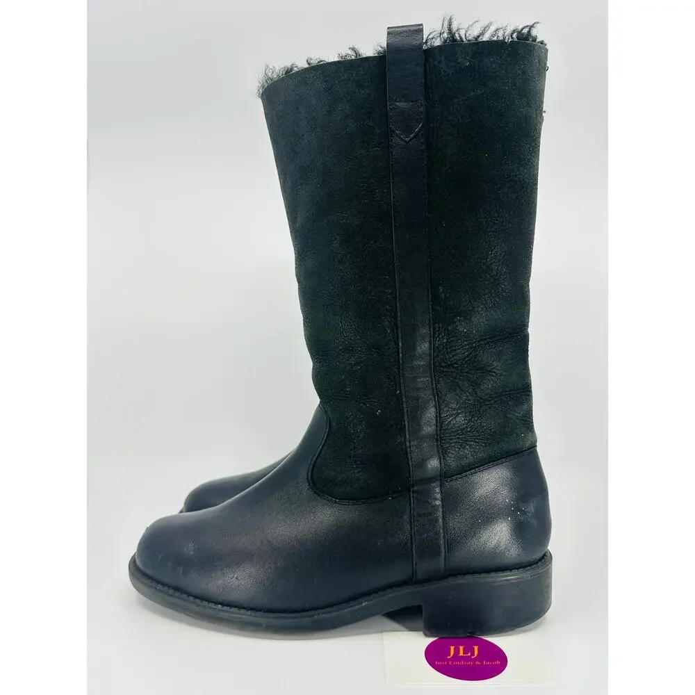 Santana Canada Women's Vermont Black Leather Shearling Lined Boots Size 8.5